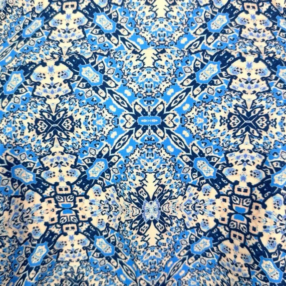 Perfect Vacation Swim x Tillys Blue Print Flowy Cropped Bikini Top - Size Small
